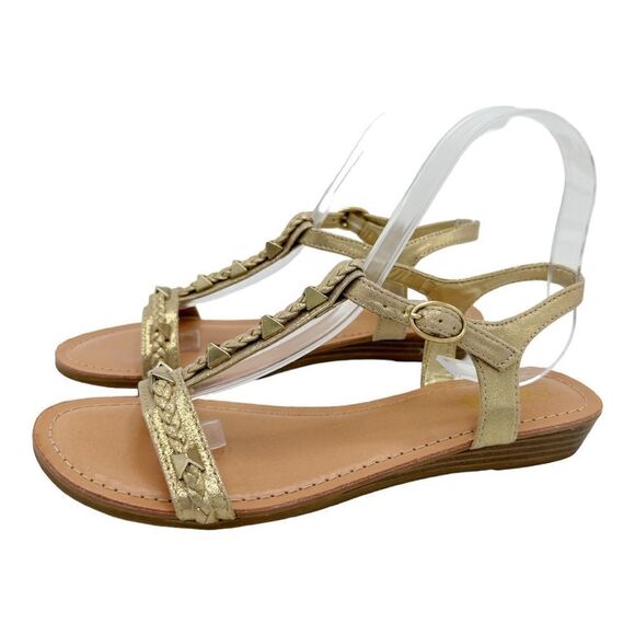 Carlos by Carlos Santana Womens Tuscan Gold‎ Metallic Flat Sandals Shoes 7.5 - Picture 3 of 12
